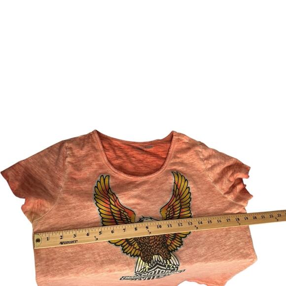 Harley Davidson Hometown Scoop Neck Tee T-Shirt Washed Orange Womens Medium - Picture 5 of 9